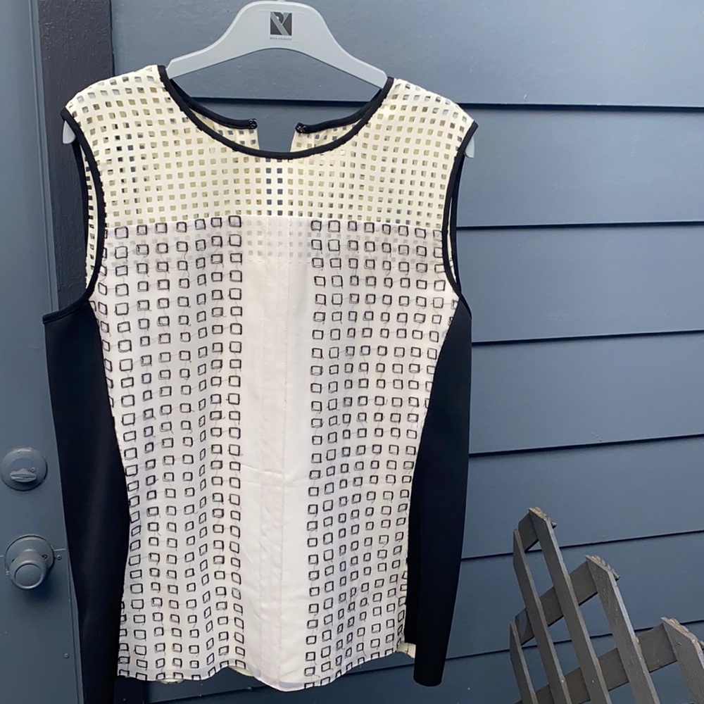Reed Krakoff leather and neoprene top